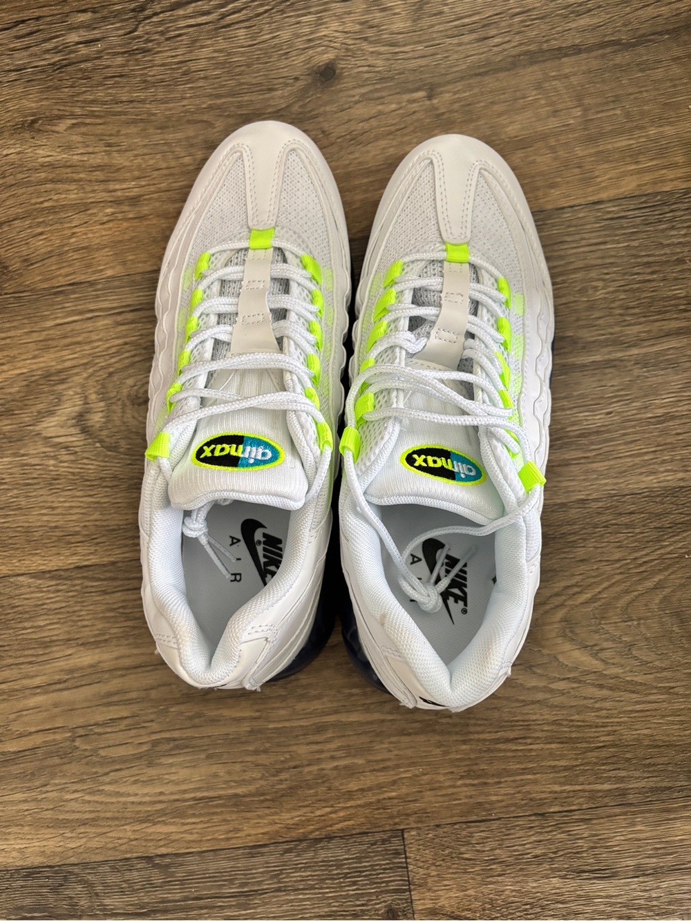 Size - 9.5 Nike Air Max 95 White with Neon Accents - Men's Shoes - Picture 4 of 8